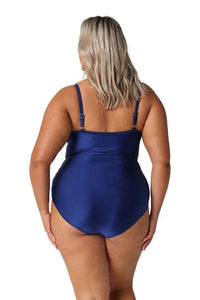 Criss Cross One Piece Metallic Navy