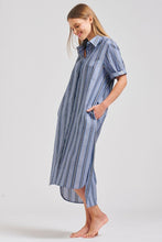 Load image into Gallery viewer, The Annie Short Sleeve Shirtdress - Denim Blue Stripe