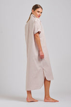 Load image into Gallery viewer, The Annie Short Sleeve Shirt Dress - Stone/White