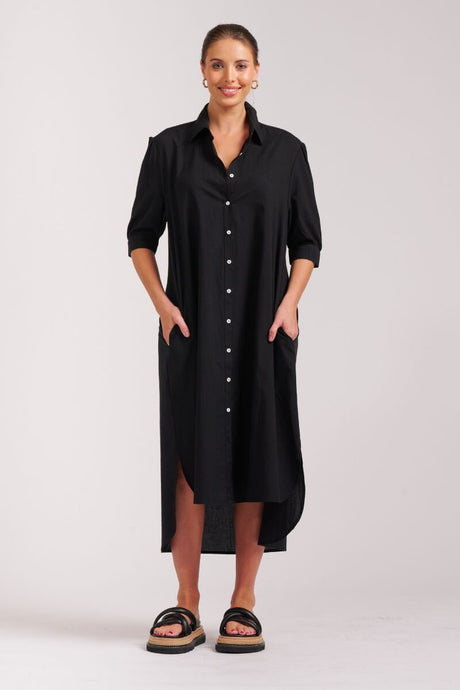 The Anouk Shirt Dress Short Sleeve - Black