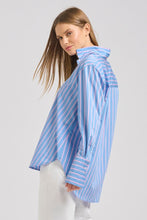 Load image into Gallery viewer, The Elodie Girlfriend Shirt - Blue Pink Stripe