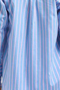 The Elodie Girlfriend Shirt - Blue Pink Stripe