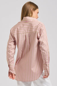 The Elodie Girlfriend Shirt - Stone Pink Stripe