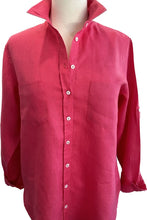 Load image into Gallery viewer, The Girlfriend Linen Shirt - Raspberry he