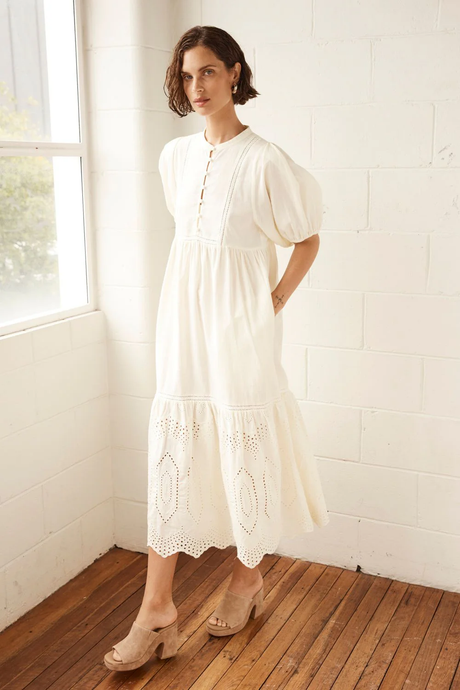 helm dress - cream broderie