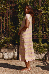 Positano Dress Maxi Lemon/Rosa Stripe