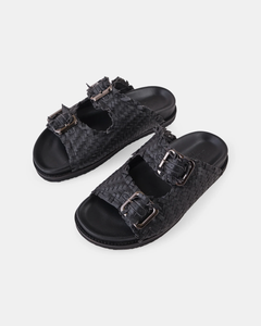 Amara Leather Slide Black