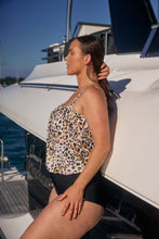 Load image into Gallery viewer, Snow Leopard Flouncy Tankini Top