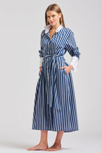 Load image into Gallery viewer, The Leah Oversized Longline Shirtdress - Blue Combo Stripe