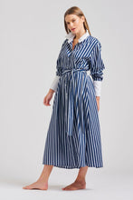 Load image into Gallery viewer, The Leah Oversized Longline Shirtdress - Blue Combo Stripe