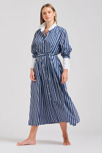 Load image into Gallery viewer, The Leah Oversized Longline Shirtdress - Blue Combo Stripe