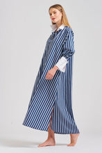 Load image into Gallery viewer, The Leah Oversized Longline Shirtdress - Blue Combo Stripe