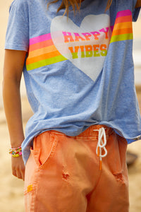 Happy Vibes Vintage Tee  - Blue