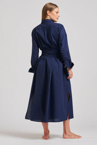 The Pippa Oversized Cotton Longline Dress - Navy