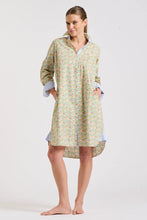 Load image into Gallery viewer, The Classic Shirtdress - Floral/Blue Stripe Trim