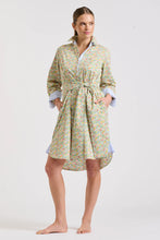 Load image into Gallery viewer, The Classic Shirtdress - Floral/Blue Stripe Trim