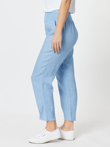 Ribbed Waist Linen Pant - Denim