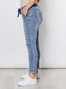 Tie Front Gathered Jean Denim