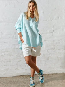 Oversized Beach Shirt - Aqua