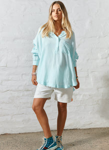 Oversized Beach Shirt - Aqua