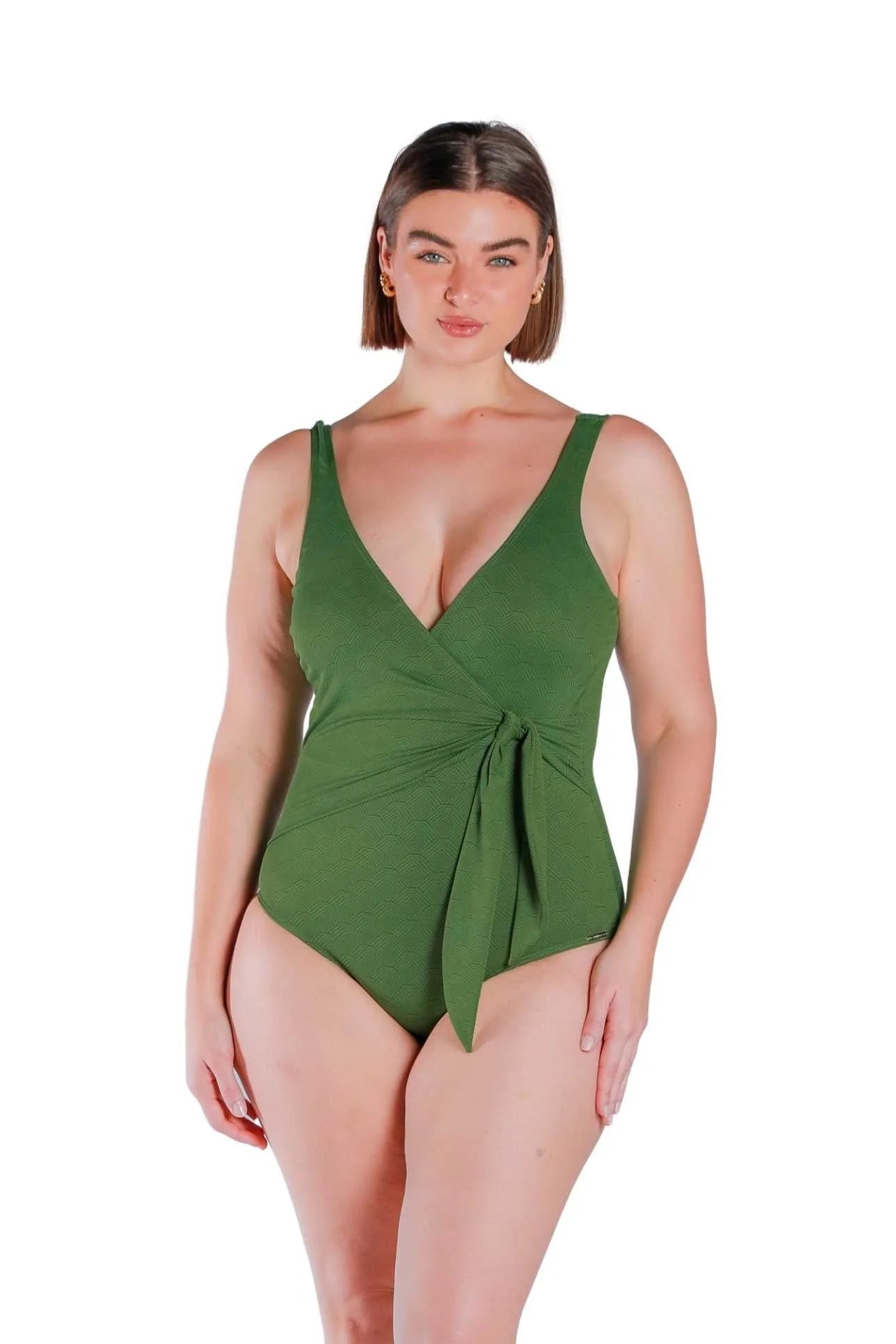 Wrap-Front One Piece Swim Suit. Style TR1005O-3561 – PackersFashion
