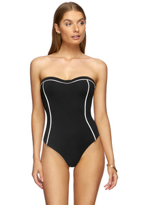 womens swimwear store, swimwear boutique yamba, yamba swim, swimwear australia, swimwear store, Jets swimwear,  CLASSIQUE BANDEAU ONE PIECE | BLACK/WHITE, Jets swimwear boutique