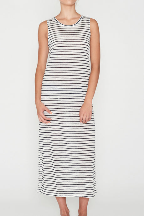 EC Linen Tank Dress - Navy Stripe