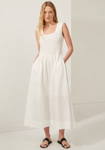 Ivy Shirred Dress - White