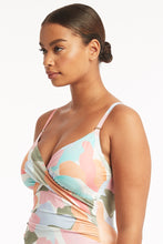 Load image into Gallery viewer, Paintball Twist Front Dd/E Tankini - Sage