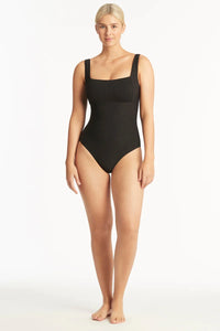 Spinnaker Square Neck One Piece - Black