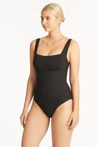 Spinnaker Square Neck One Piece - Black