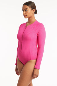 Vesper Long Sleeved One Piece - Hot Pink