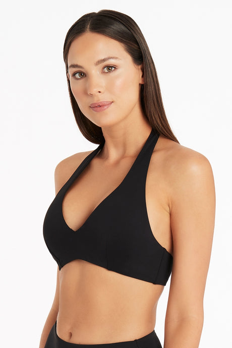 Essentials Multifit Halter Bra - Black