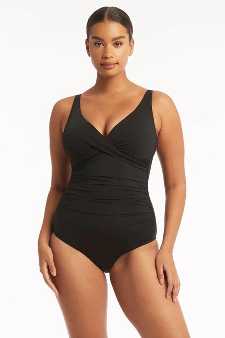 Essentials Cross Front Multifit One Piece - Black