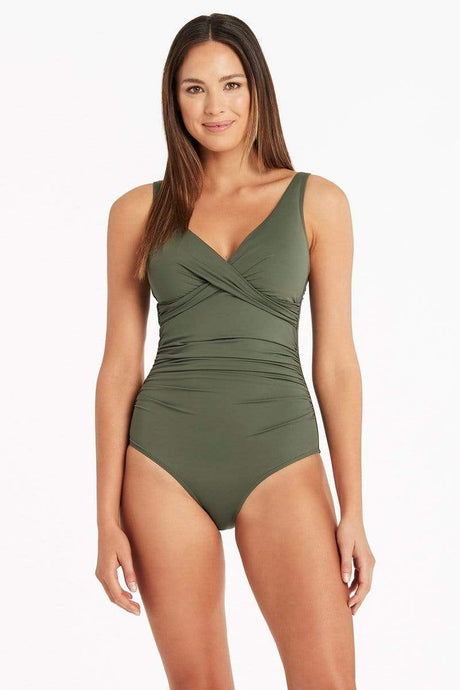 Essentials Cross Front Multifit One Piece - Khaki